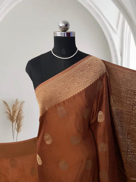 Smrithy Viscose Georgette Saree with Floral design Brown