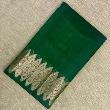 Royal Green Lightweight Silk Saree with Traditional Gold Weaving