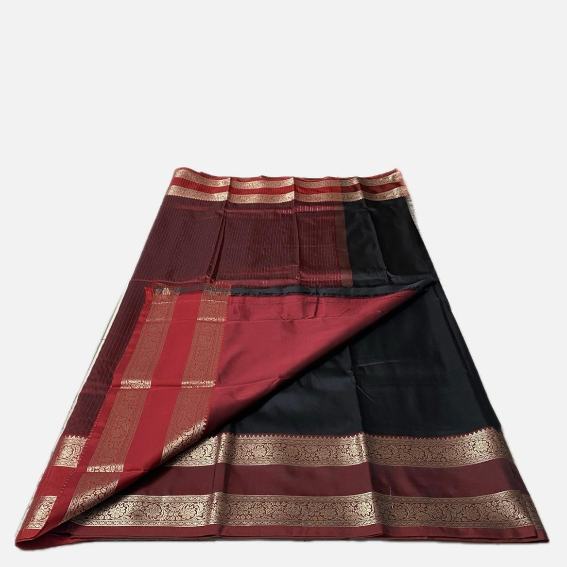 Ishani Semi Silk saree with Double Zari Border Black