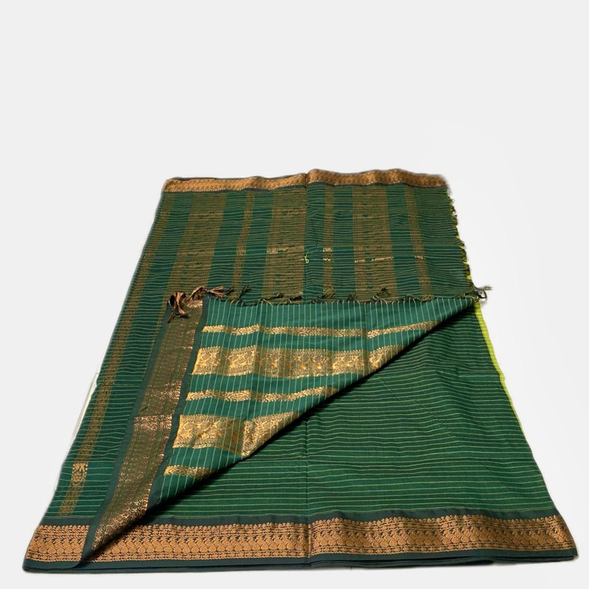 Kalyani Cotton Saree in Green with peacock Design