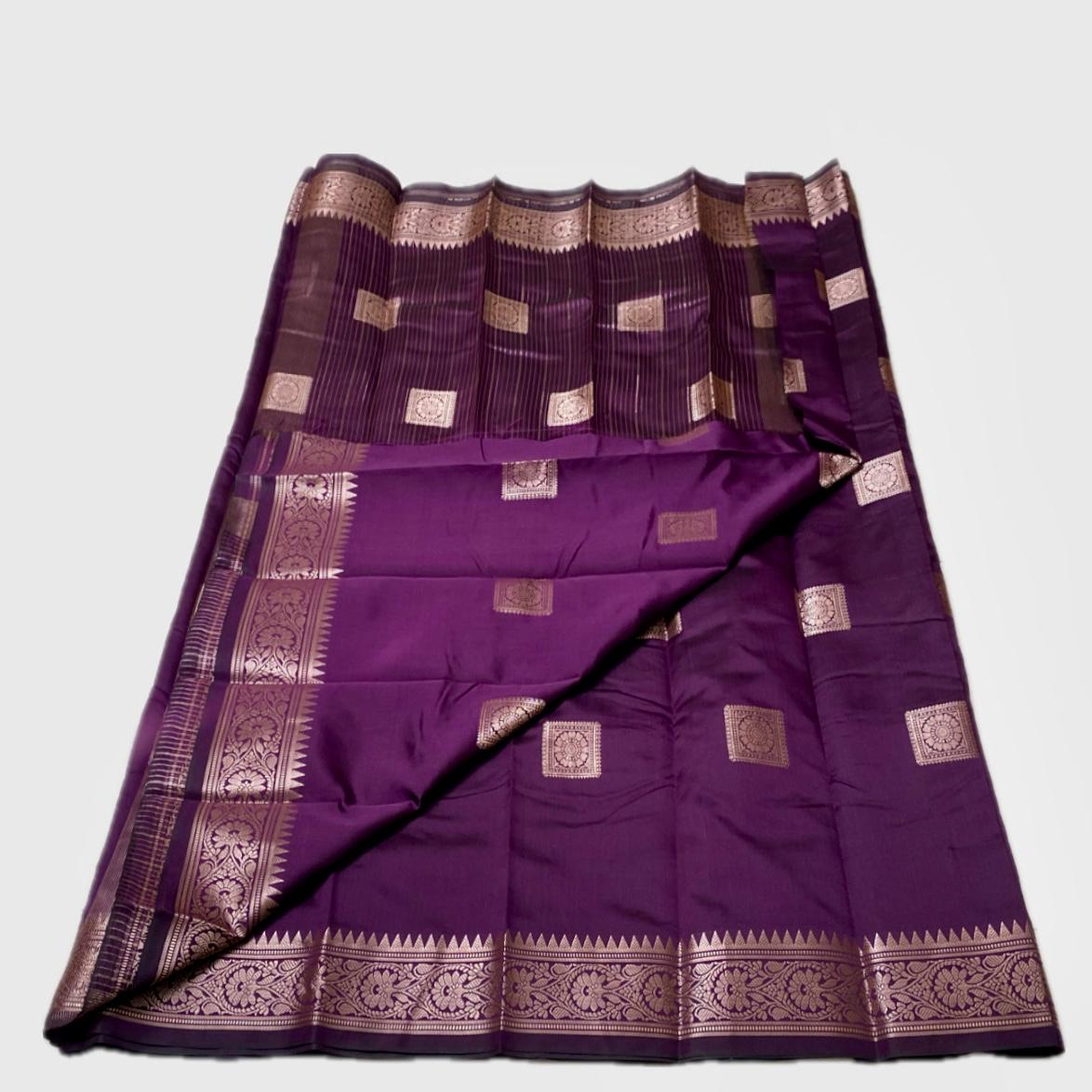 Seetha Soft Silk Saree with Square Design Violet