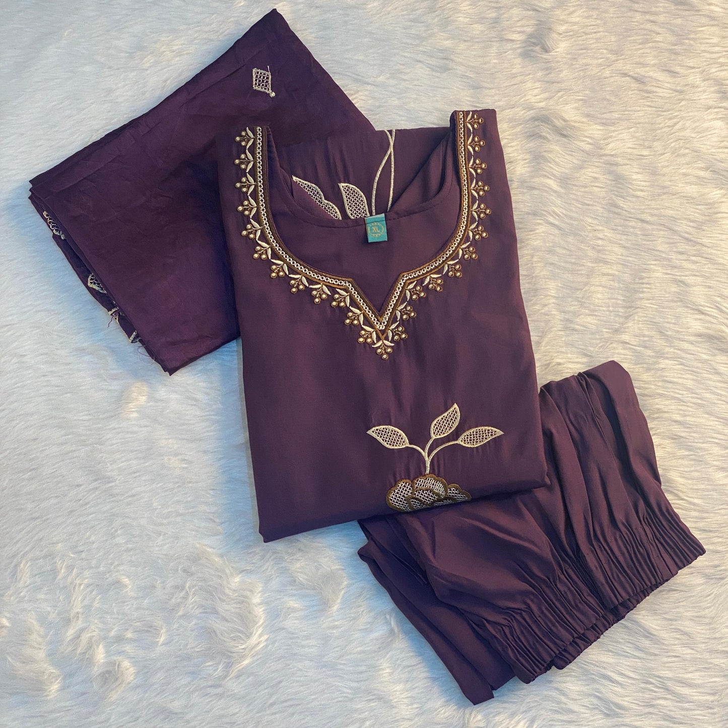 Premium Purple Gold-Embroidered Salwar Suit