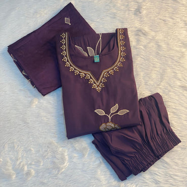 Premium Purple Gold-Embroidered Salwar Suit