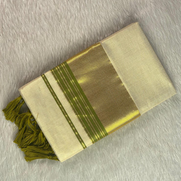 Karthika Light Green with Gold Zari Set Saree