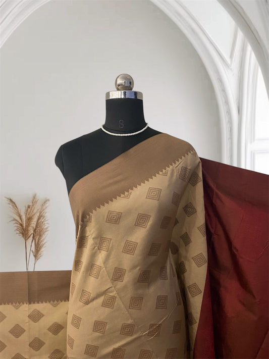 Theertha Soft Silk Saree with Maroon Border
