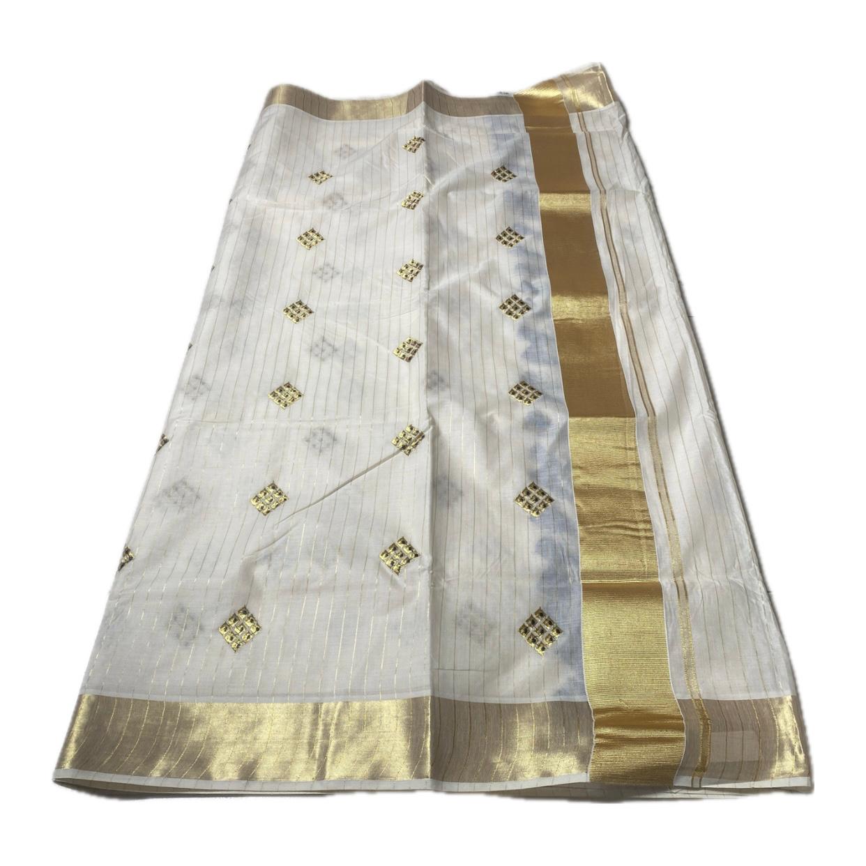 Meenam Royal Blue Kasavu Saree with Lines Golden Zari