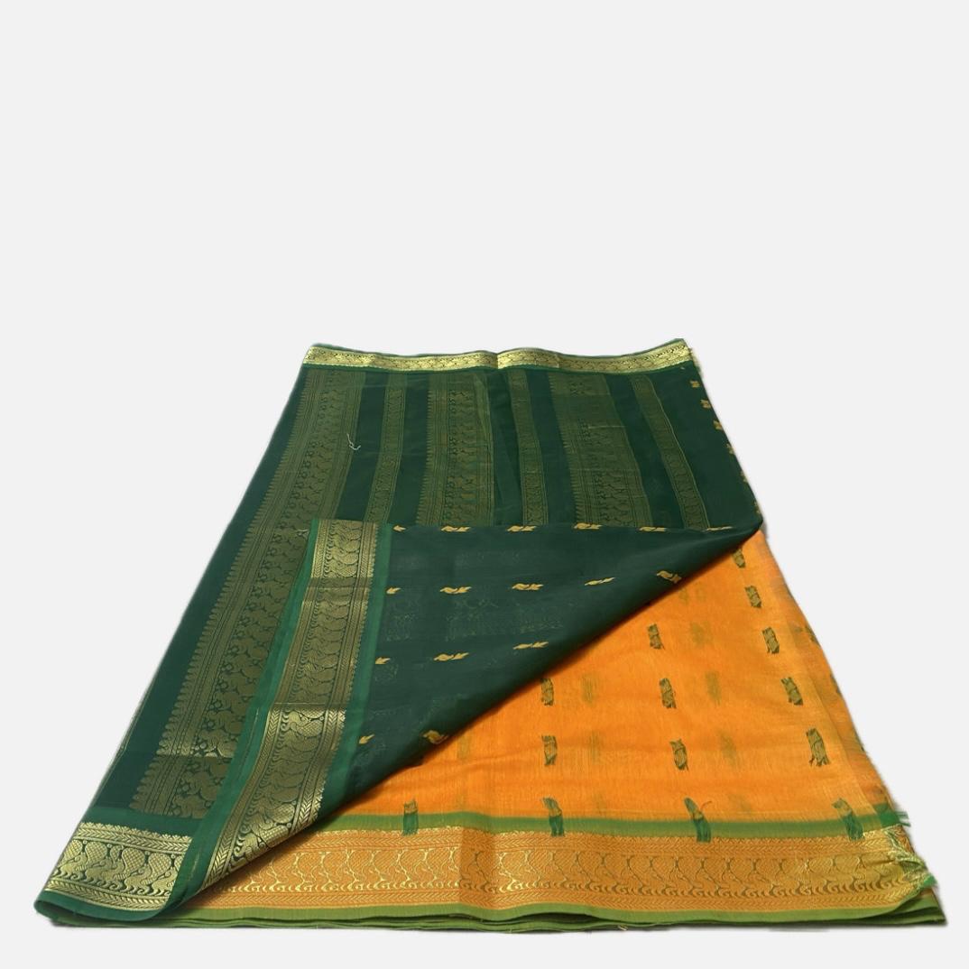 Kalyani Cotton Saree in Yellow and Green Combo