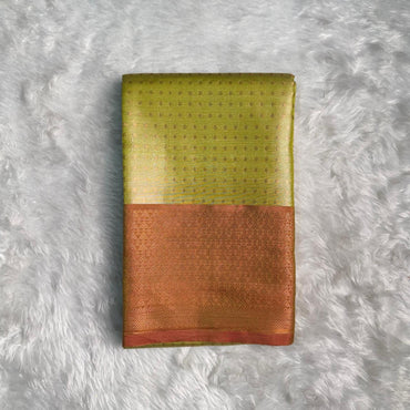Banarasi Butti Semi Silk Saree Olive Green