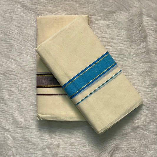 Kerala Style Dhoti with Double Shade Border