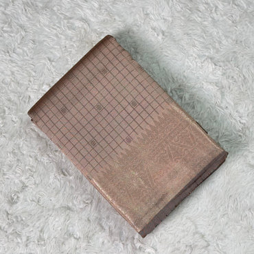 Semi Silk Tissue saree Checks with Triangle Border Pastel Shade