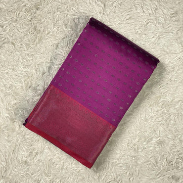 Banarasi Butti Semi Silk with Floral Border Saree Purple