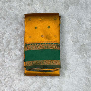 Floral Print Tissue Silk Saree Yellow