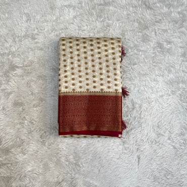 Georgette Banarasi Butti Party Wear Saree Beige