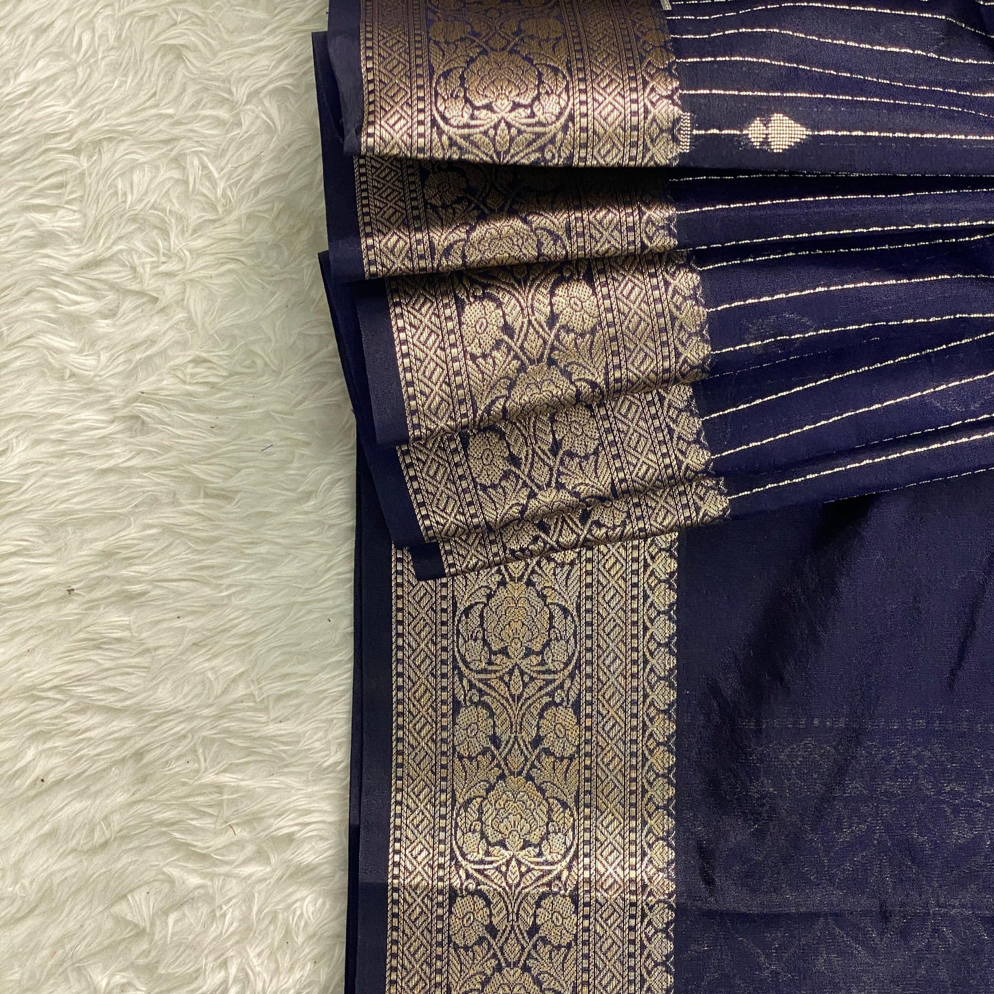 Pure Banarasi Silk Navy Blue