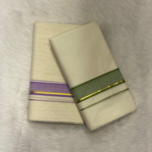 Traditional Cream Dhoti with Colour Borders