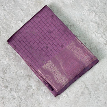 Semi Silk Tissue saree Checks with Triangle Border Lavender