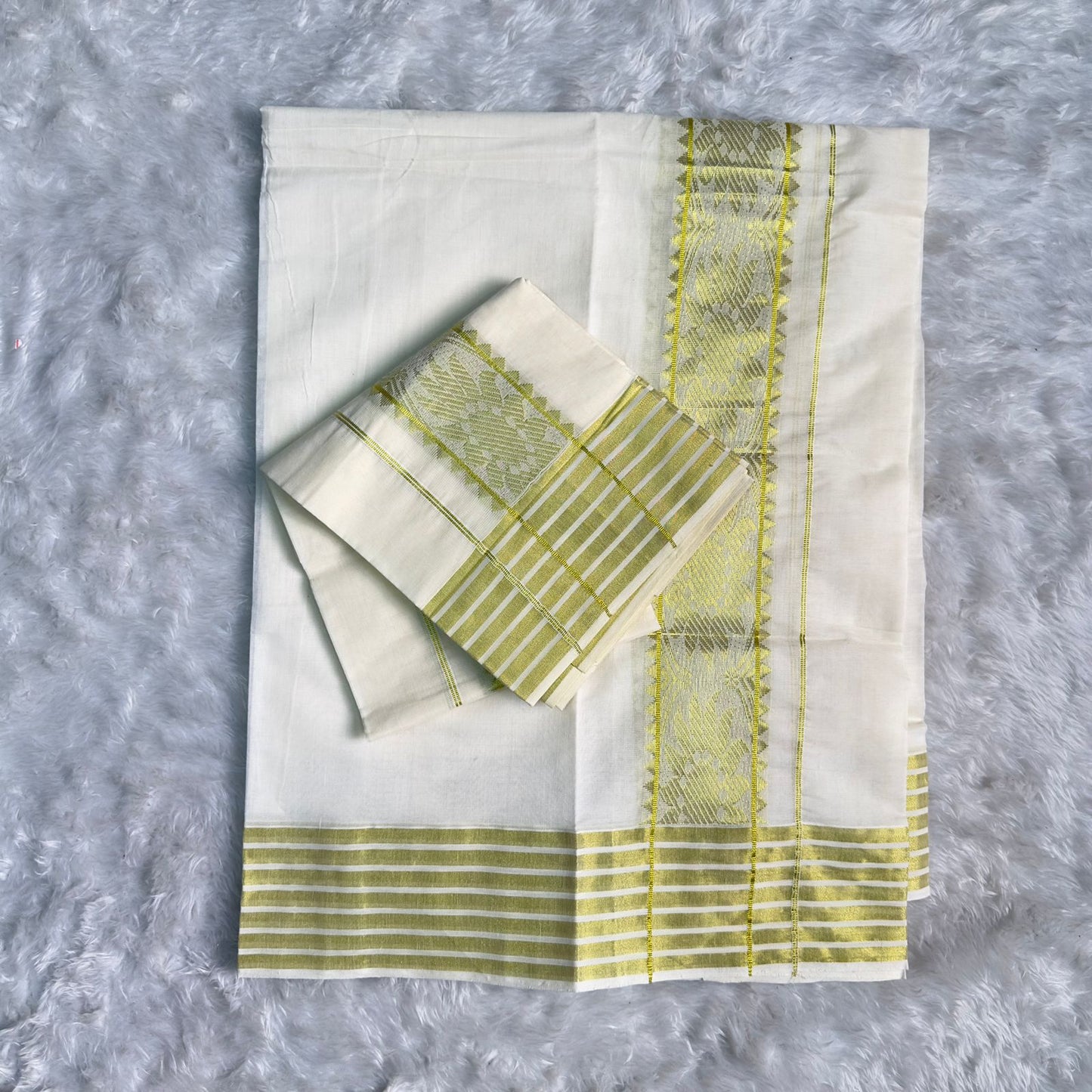 Gold Motif Cotton Mundu