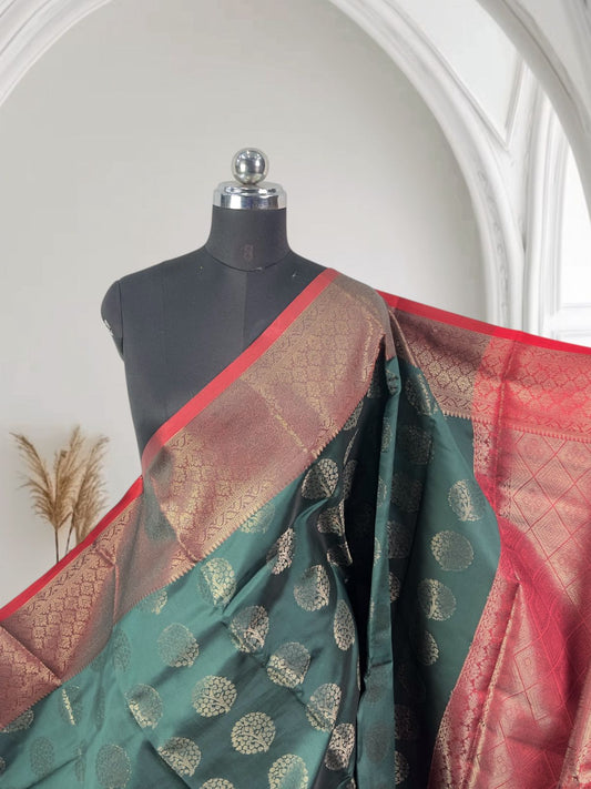 Semi Silk Saree with Golden Round Pattern