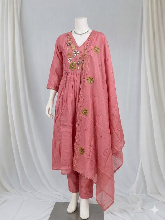 Floral Grace Salwar Set Pink