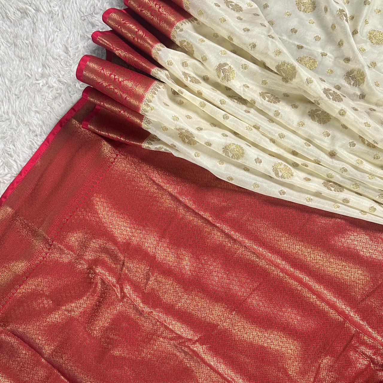 Georgette Banarasi Butti Party Wear Saree Meroon