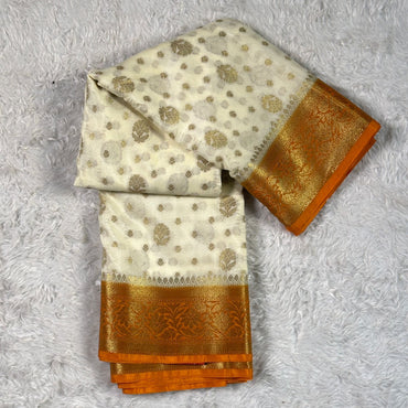 Georgette Banarasi Butti Party Wear Saree Dark Yellow