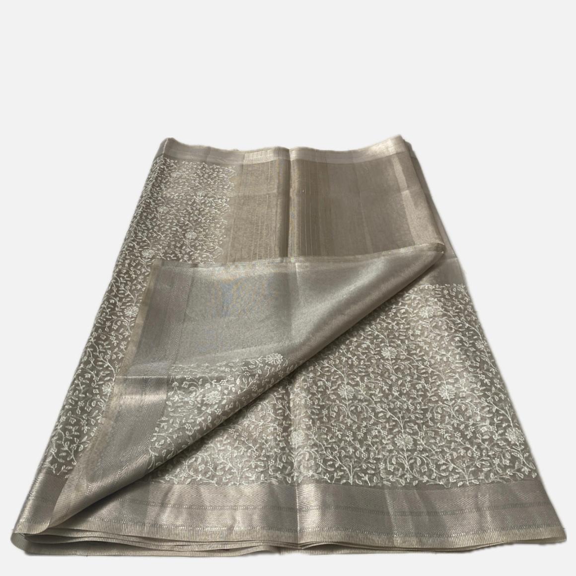Tissue Organza Saree with Floral Embroidary