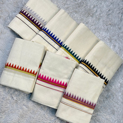 Puliyilakkara Set Mundu with Triangle Pattern