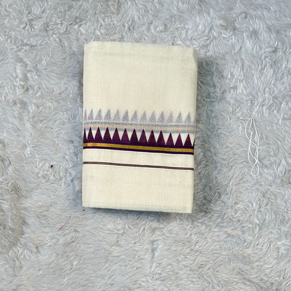 Puliyilakkara Set Mundu with Triangle Pattern