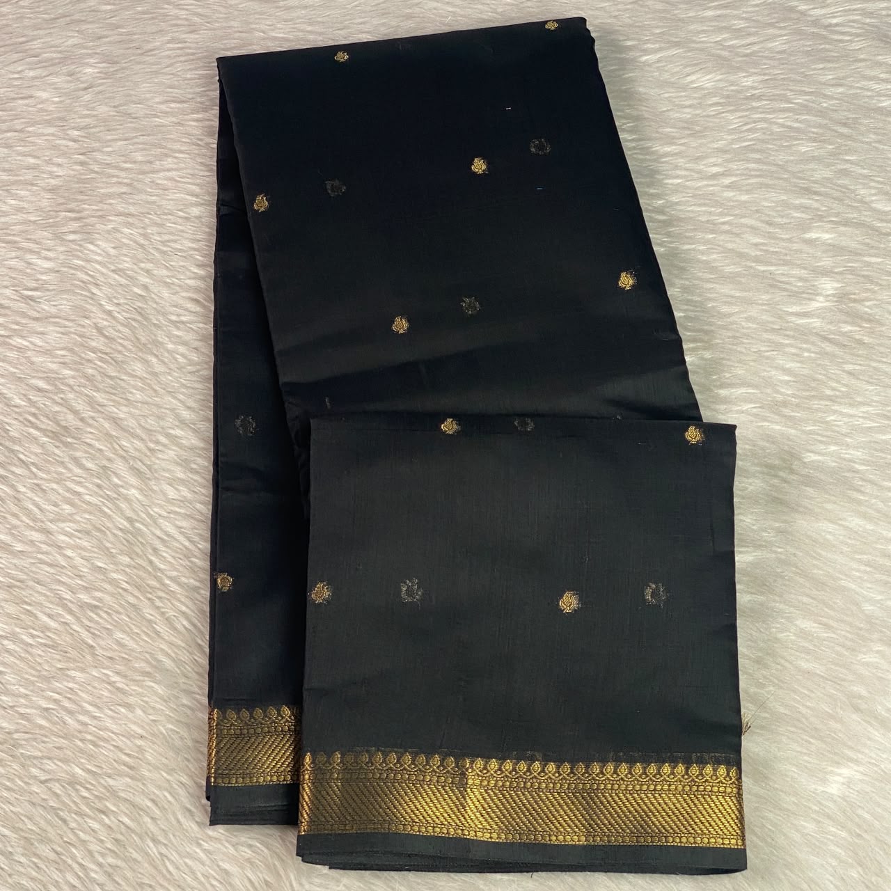 Paru Black Chanderi Cotton Saree