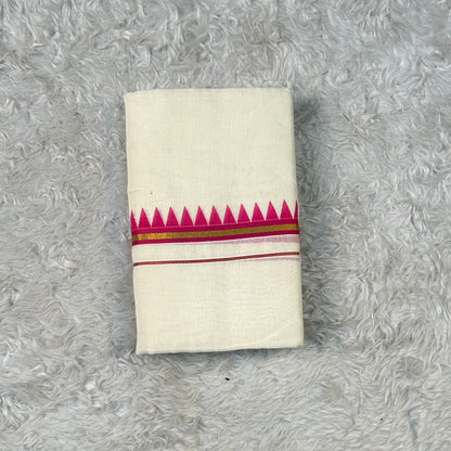 Puliyilakkara Set Mundu with Triangle Pattern