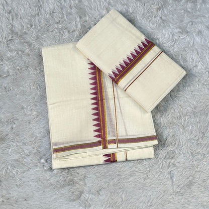 Puliyilakkara Set Mundu with Triangle Pattern