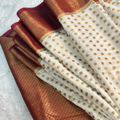 Georgette Banarasi Butti Party Wear Saree Beige