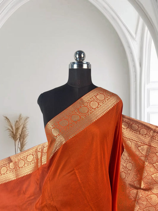 Elegant Banarasi Saree Orange