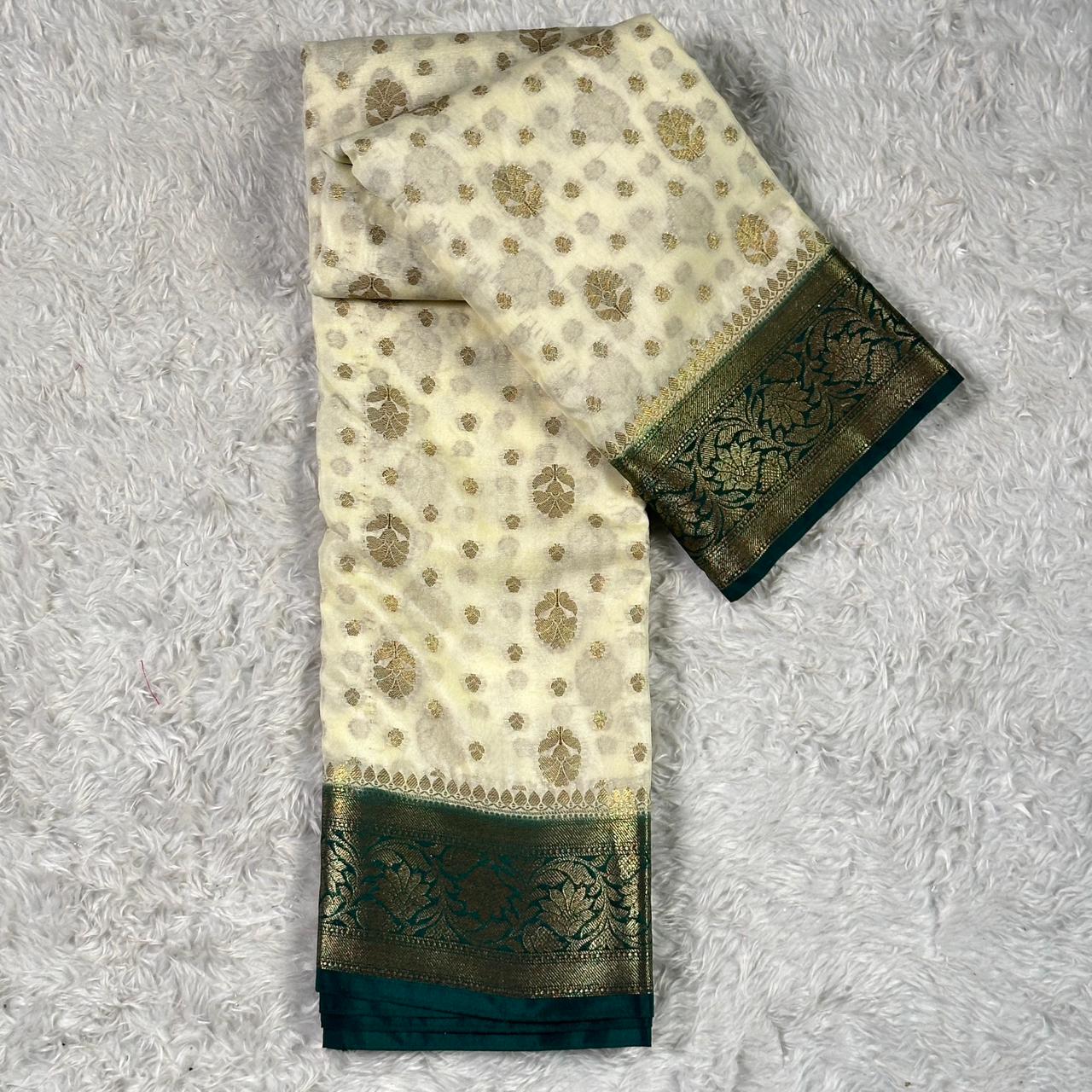 Georgette Banarasi Butti Party Wear Saree Green