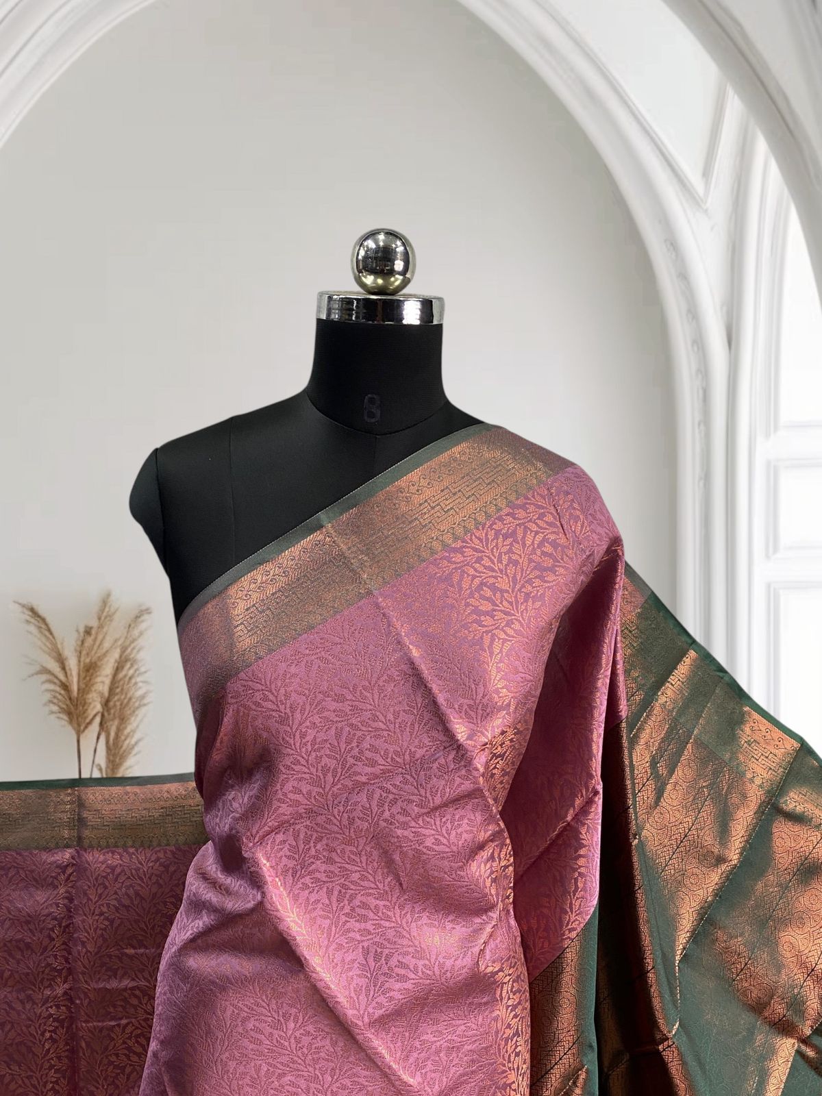 Semi Silk Saheli Collections with leaf pattern