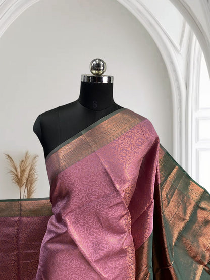 Semi Silk Saheli Collections with leaf pattern