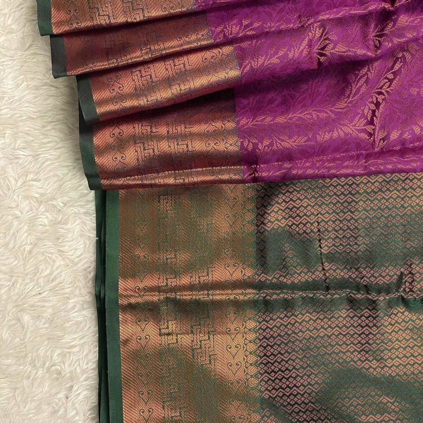 Semi Silk Saheli Collections with leaf pattern Purple