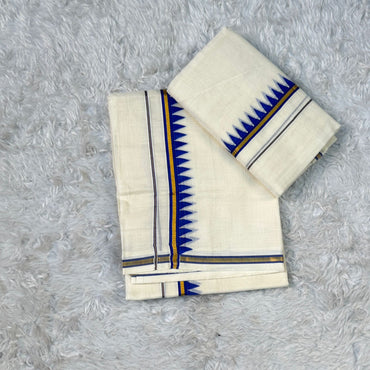 Puliyilakkara Set Mundu with Triangle Pattern