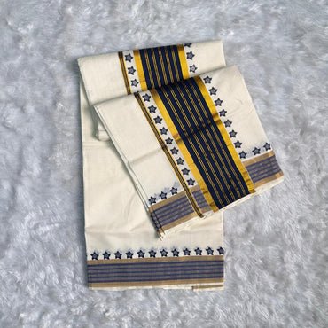 Traditional Set Saree with Navy Blue Design