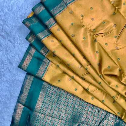 Floral Print Tissue Silk Saree Yellow