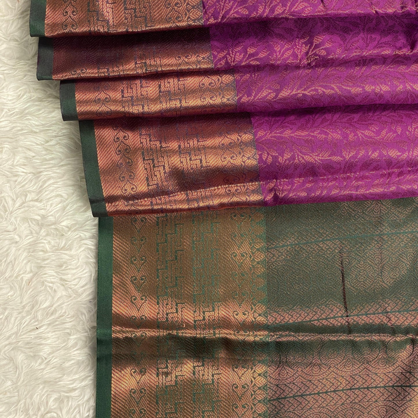 Semi Silk Saheli Collections with leaf pattern Purple