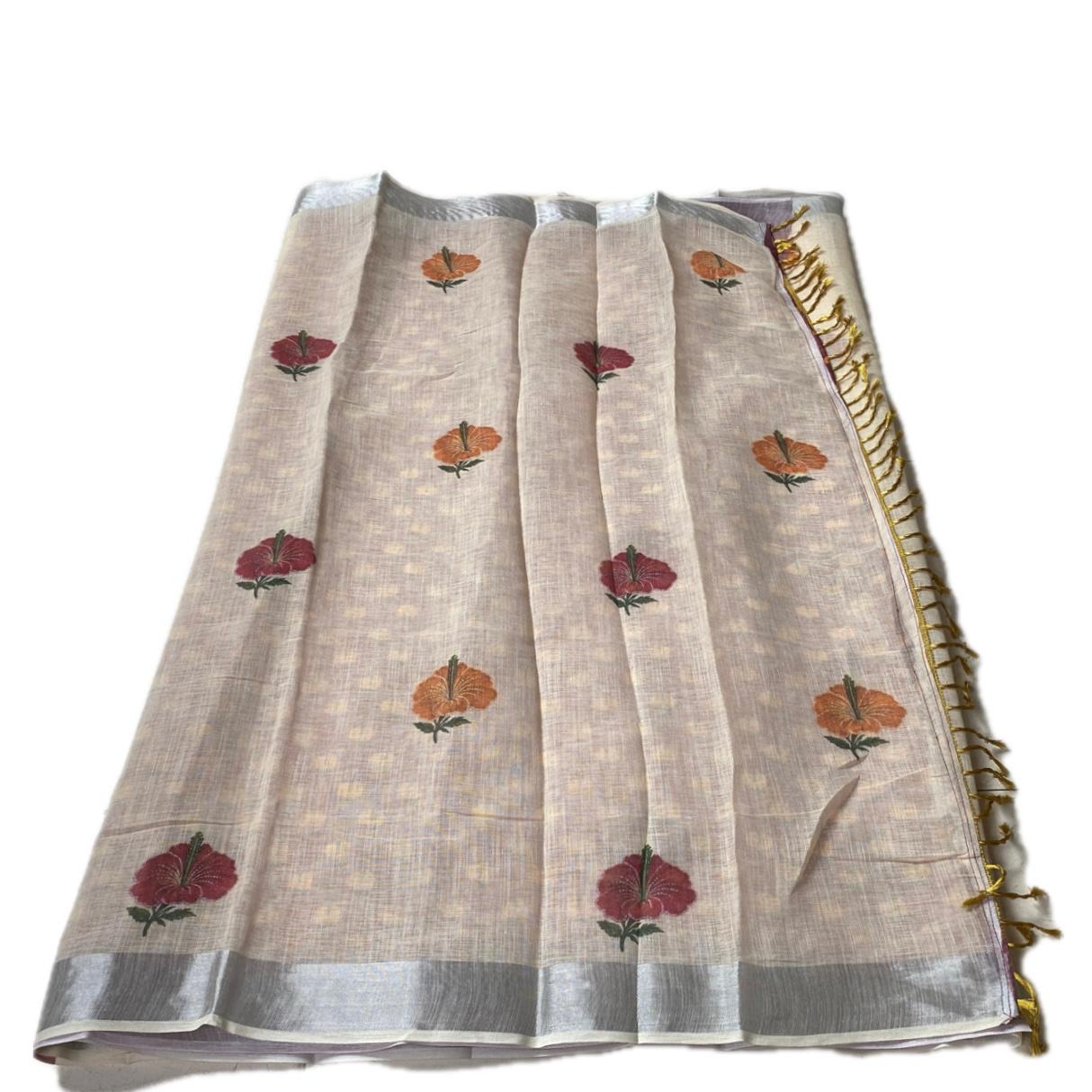 Chembaruthi Semi Linen Saree