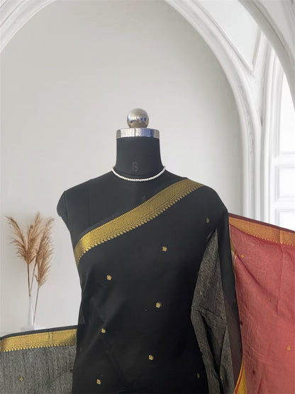 Paru Black Chanderi Cotton Saree