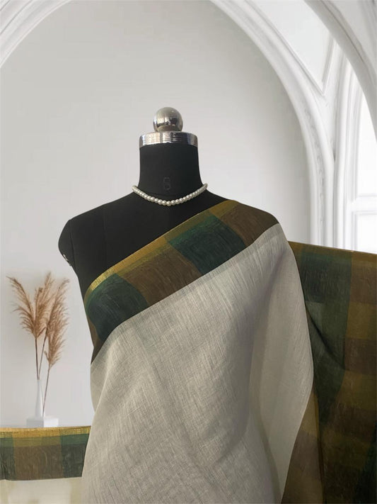 Priyanka Rust Madras Check Semi Linen Saree ✨