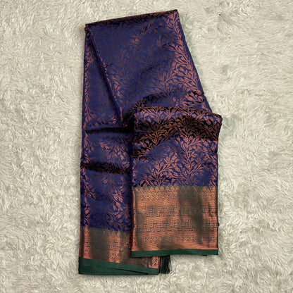 Semi Silk Saheli Collections with leaf pattern Violet