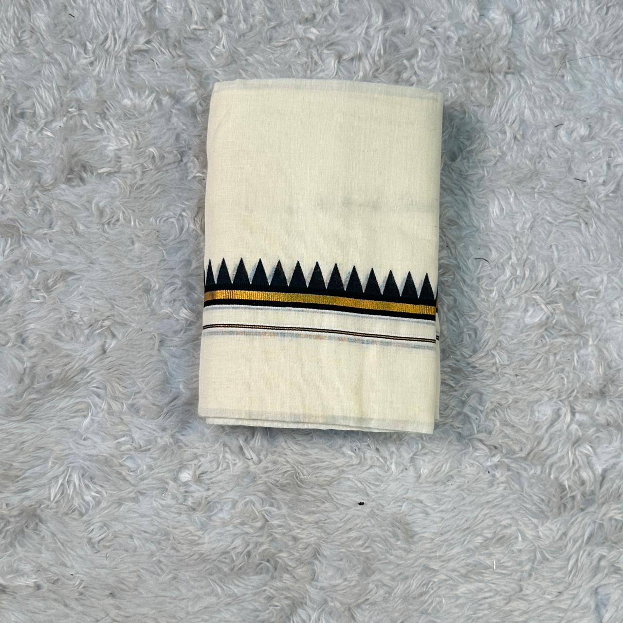 Puliyilakkara Set Mundu with Triangle Pattern