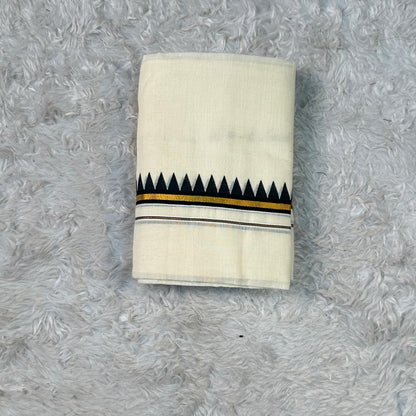 Puliyilakkara Set Mundu with Triangle Pattern