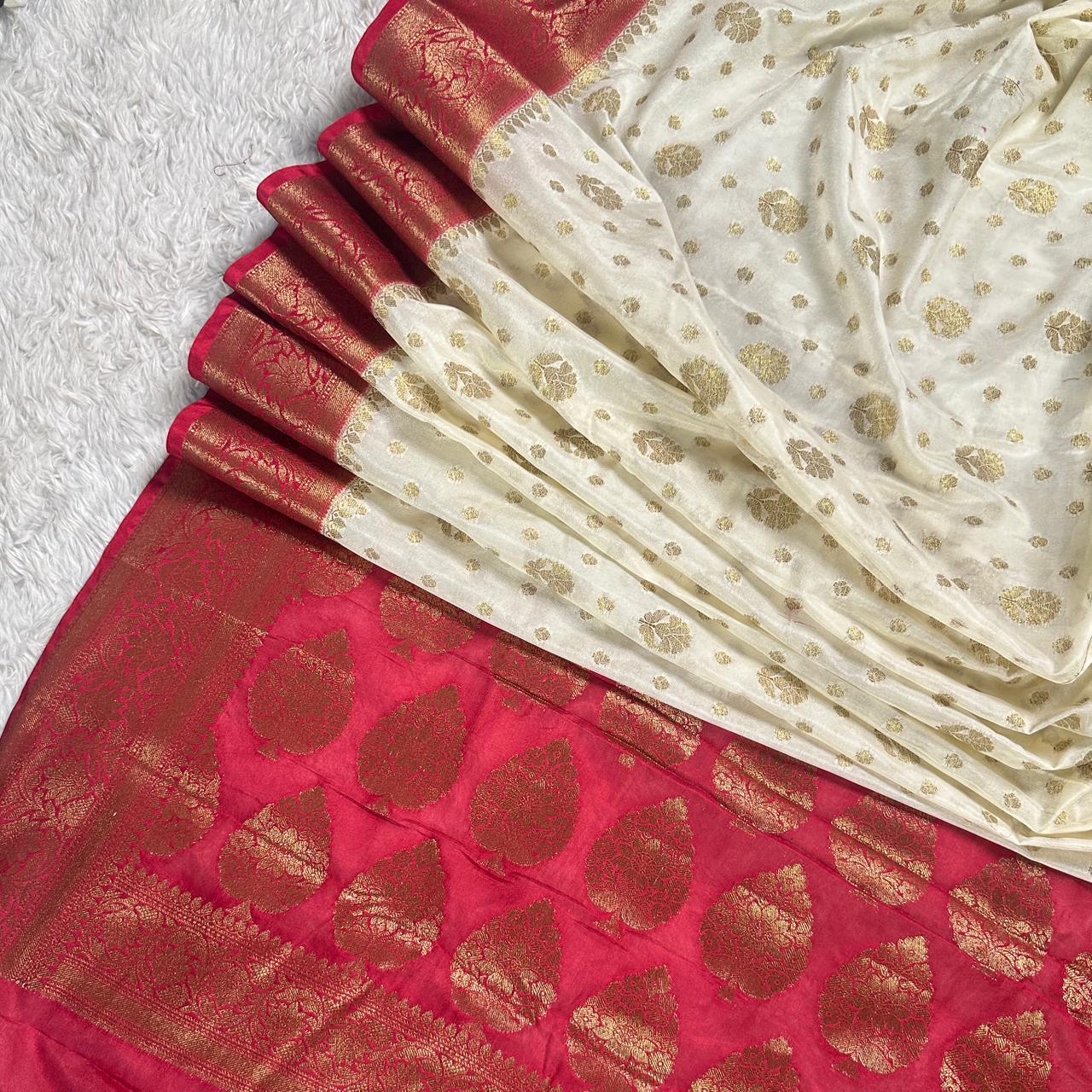 Georgette Banarasi Butti Party Wear Saree Meroon