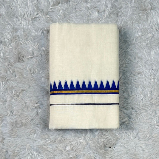 Puliyilakkara Set Mundu with Triangle Pattern