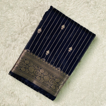 Pure Banarasi Silk Navy Blue